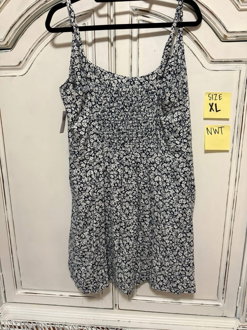 Old Navy Blue and White Floral Asymmetrical Dress